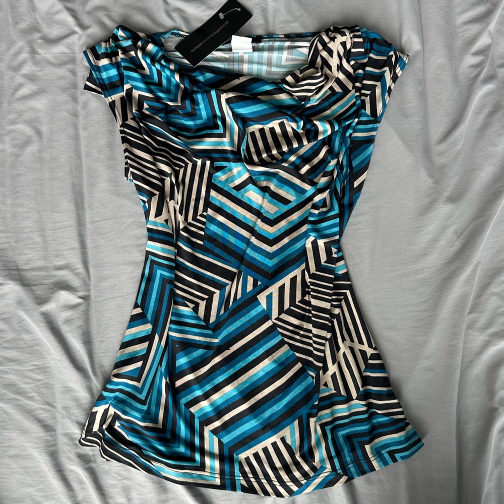 USA Vintage Blue Geometric Women's Top NWT